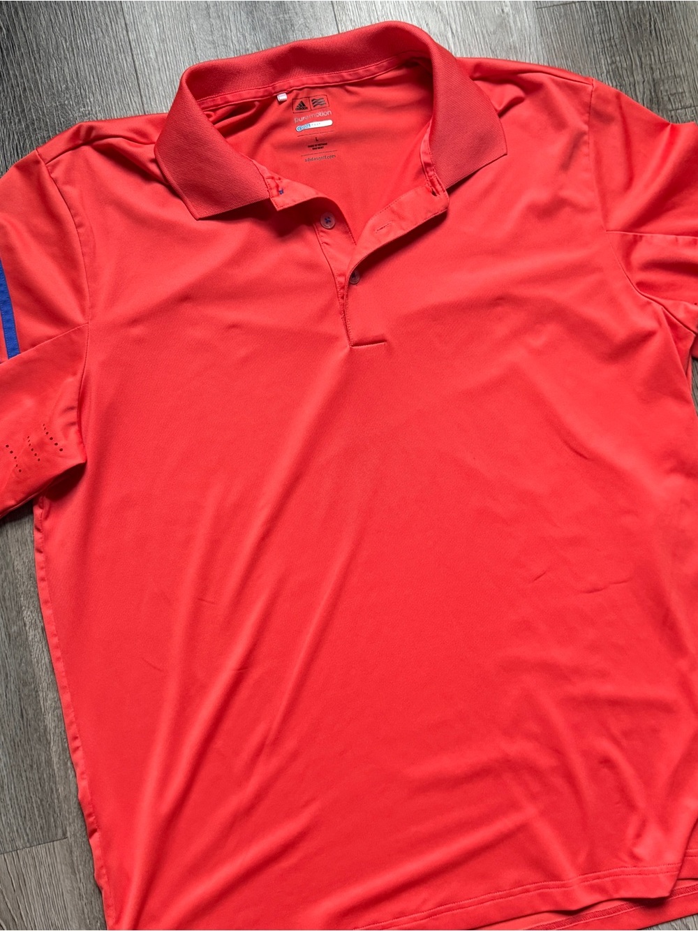 adidas Puremotion Golf Polo Shirt Men's L Orange/Blue Moisture Wicking - 0204